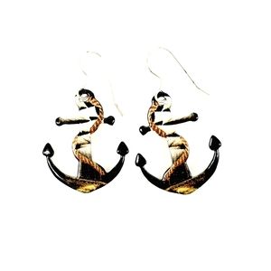 🌈 D'Ears Sterling Silver Hand Paintd Anchor Earrings